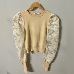 Zara Cream Puff Sleeve Blouse